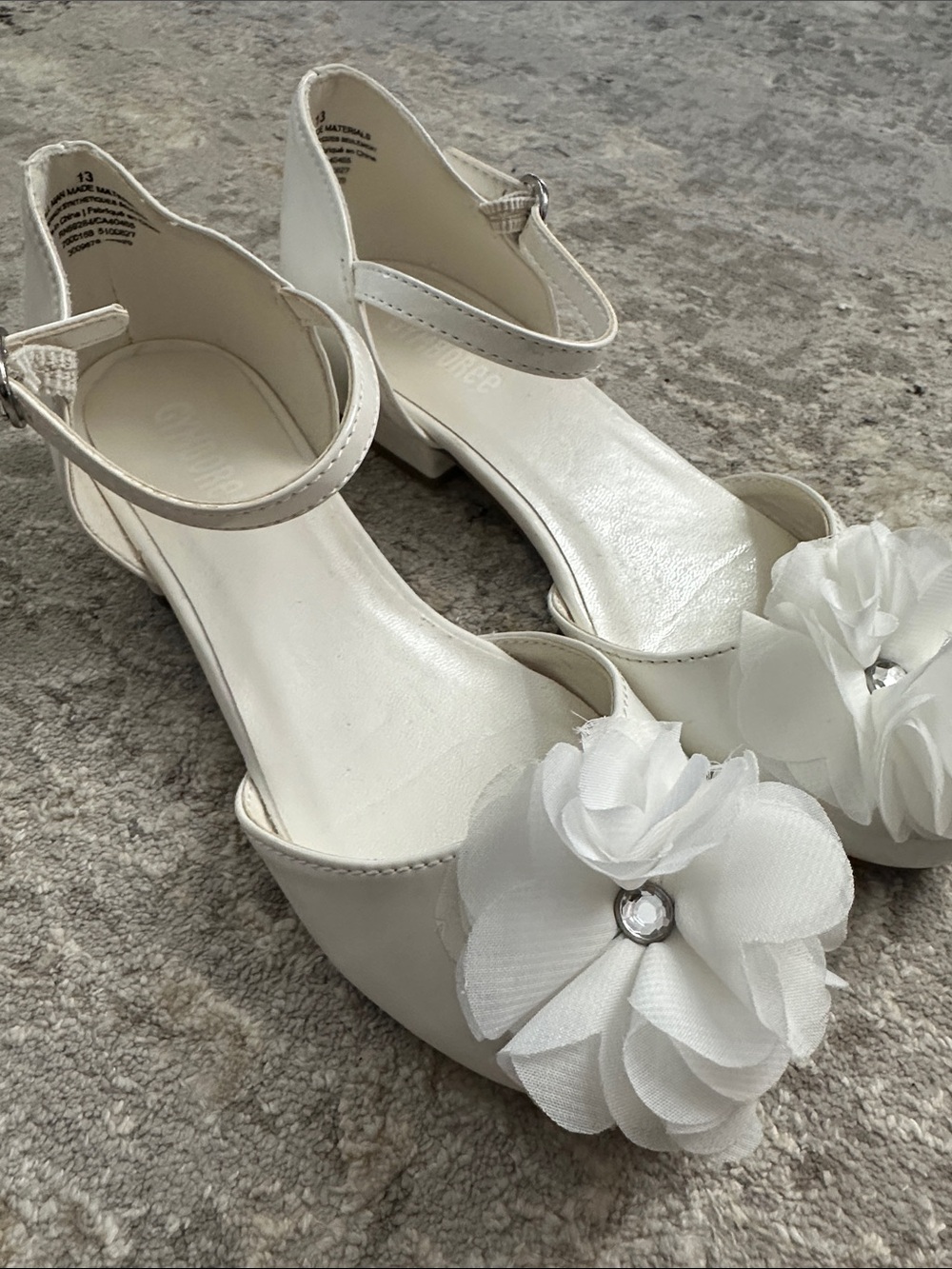 Gymboree Girls White Floral Accent Ankle-Strap Communion Flower girl 13